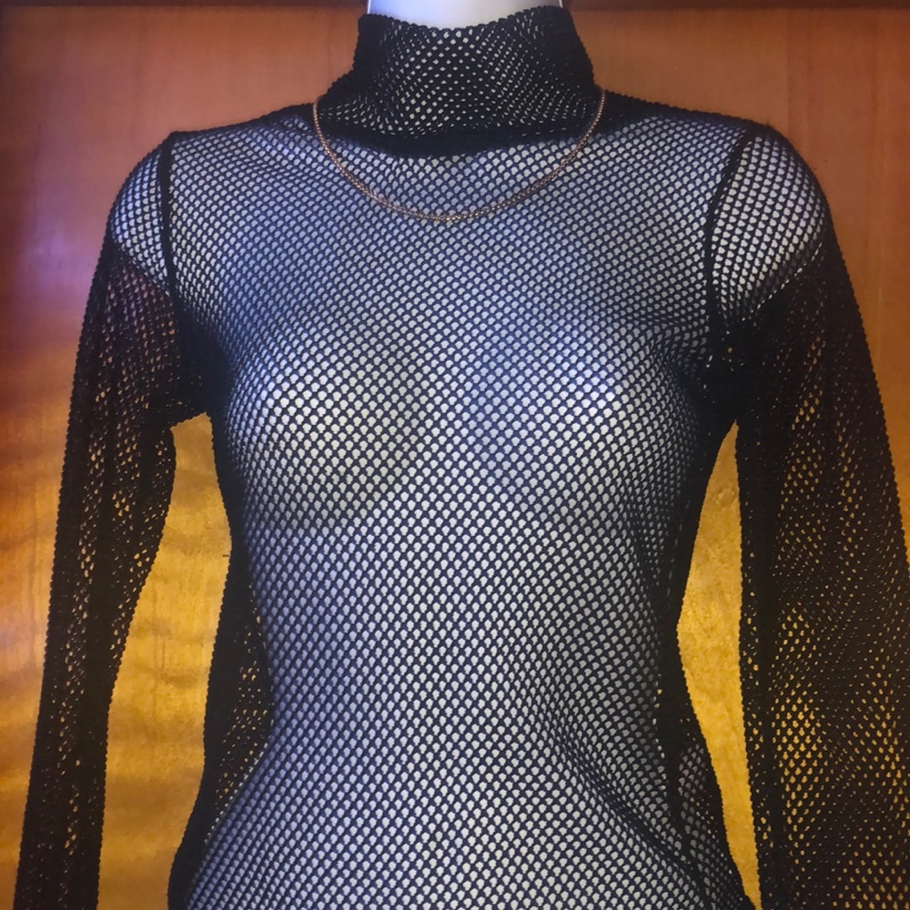 🌸Fishnet Collared Mesh Long Sleeve Bodysuit🌸